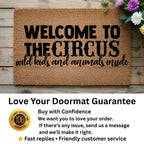 Welcome to the Circus Funny Family Doormat | Wild Kids and Animals Inside | Humorous Coir Welcome Mat for Busy Homes