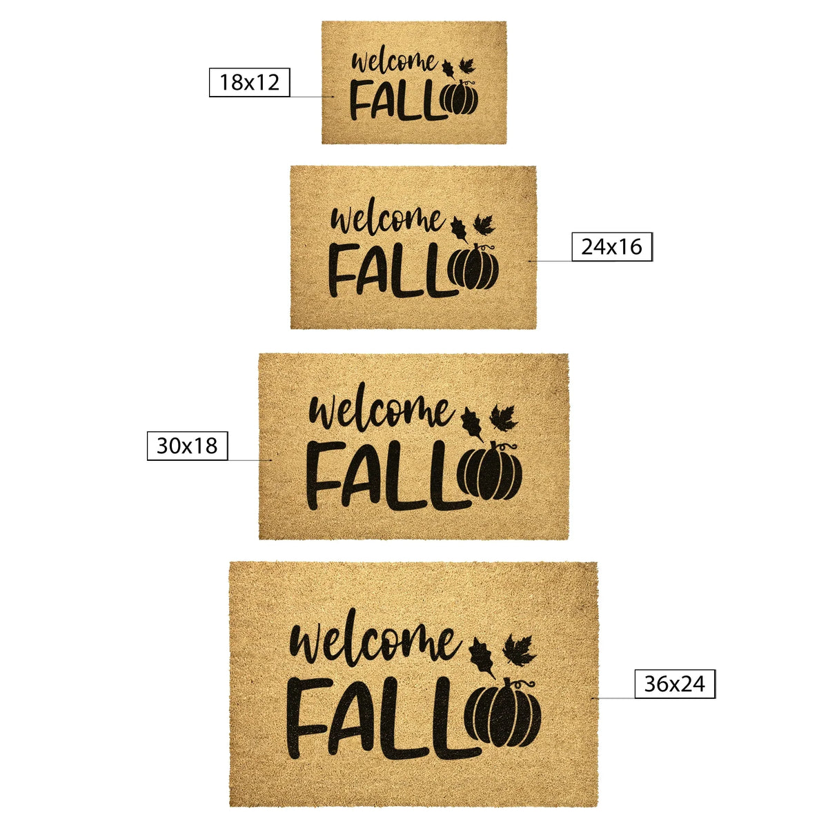 Welcome Fall Coir Doormat – Rustic Autumn Pumpkin Door Mat | Farmhouse Entryway Decor | Outdoor Welcome Mat for Porch, Patio, or Front Door