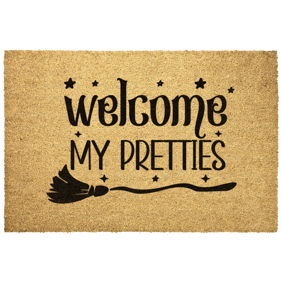 Welcome My Pretties Coir Doormat – Witchy Halloween Welcome Mat | Funny Front Porch Decor | Rustic Fall Entryway Rug