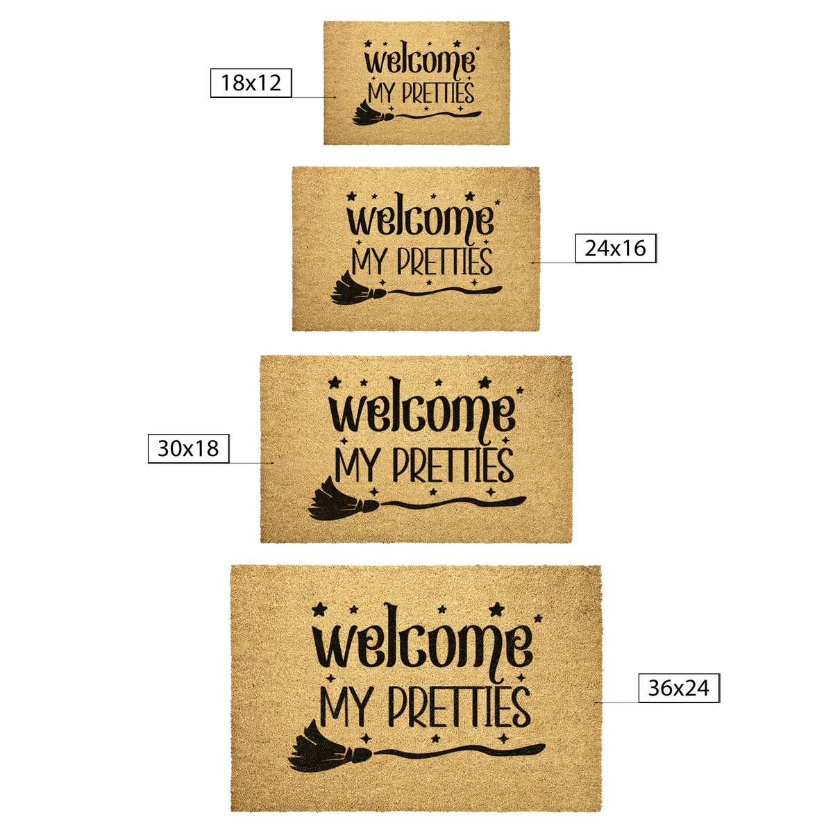 Welcome My Pretties Coir Doormat – Witchy Halloween Welcome Mat | Funny Front Porch Decor | Rustic Fall Entryway Rug