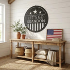Personalized Patriotic Metal Wall Art Sign – Custom American Shield Steel Decor – Rustic USA Flag Wall Hanging – Farmhouse Patriotic Home Decor