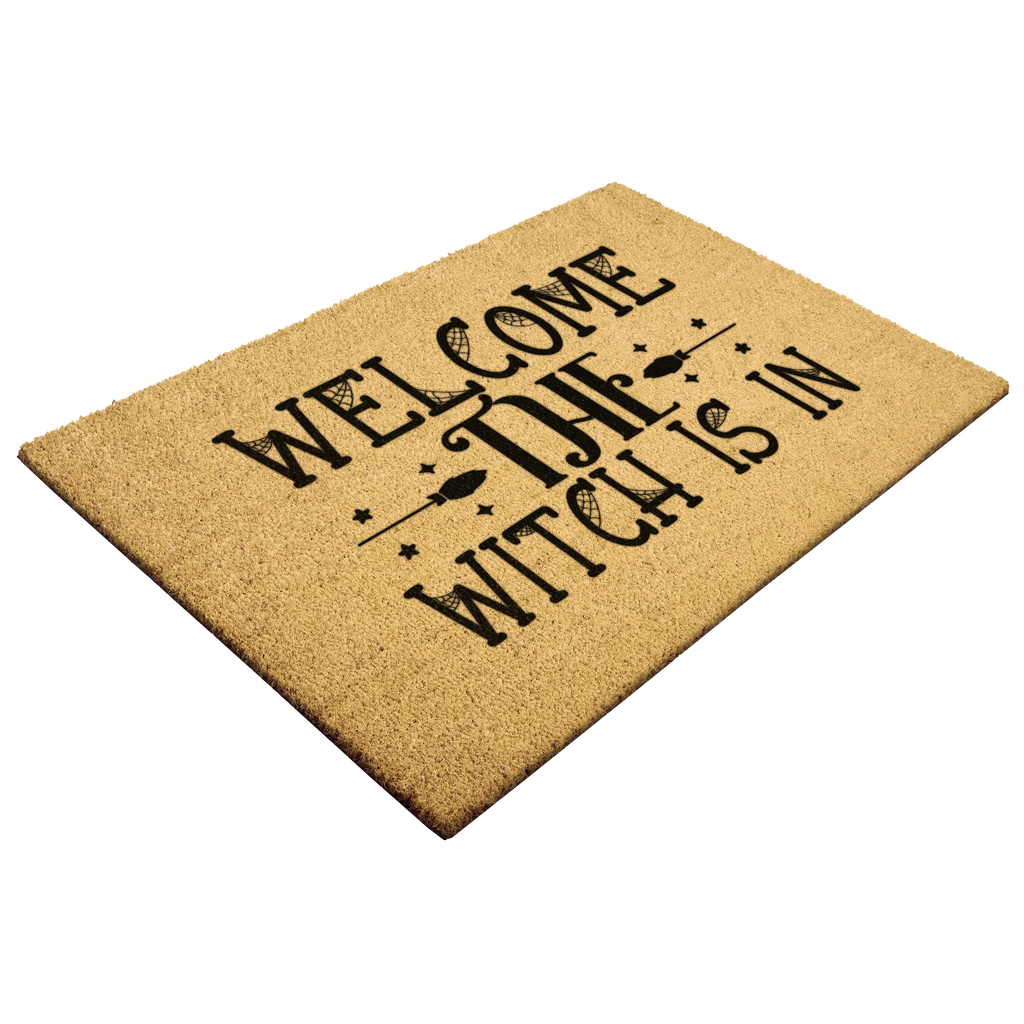 Welcome the Witch Is In - Coir Doormat – Funny Witch Halloween Welcome Mat | Spooky Fall Front Porch Decor | Rustic Farmhouse Entryway Rug