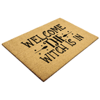 Welcome the Witch Is In - Coir Doormat – Funny Witch Halloween Welcome Mat | Spooky Fall Front Porch Decor | Rustic Farmhouse Entryway Rug