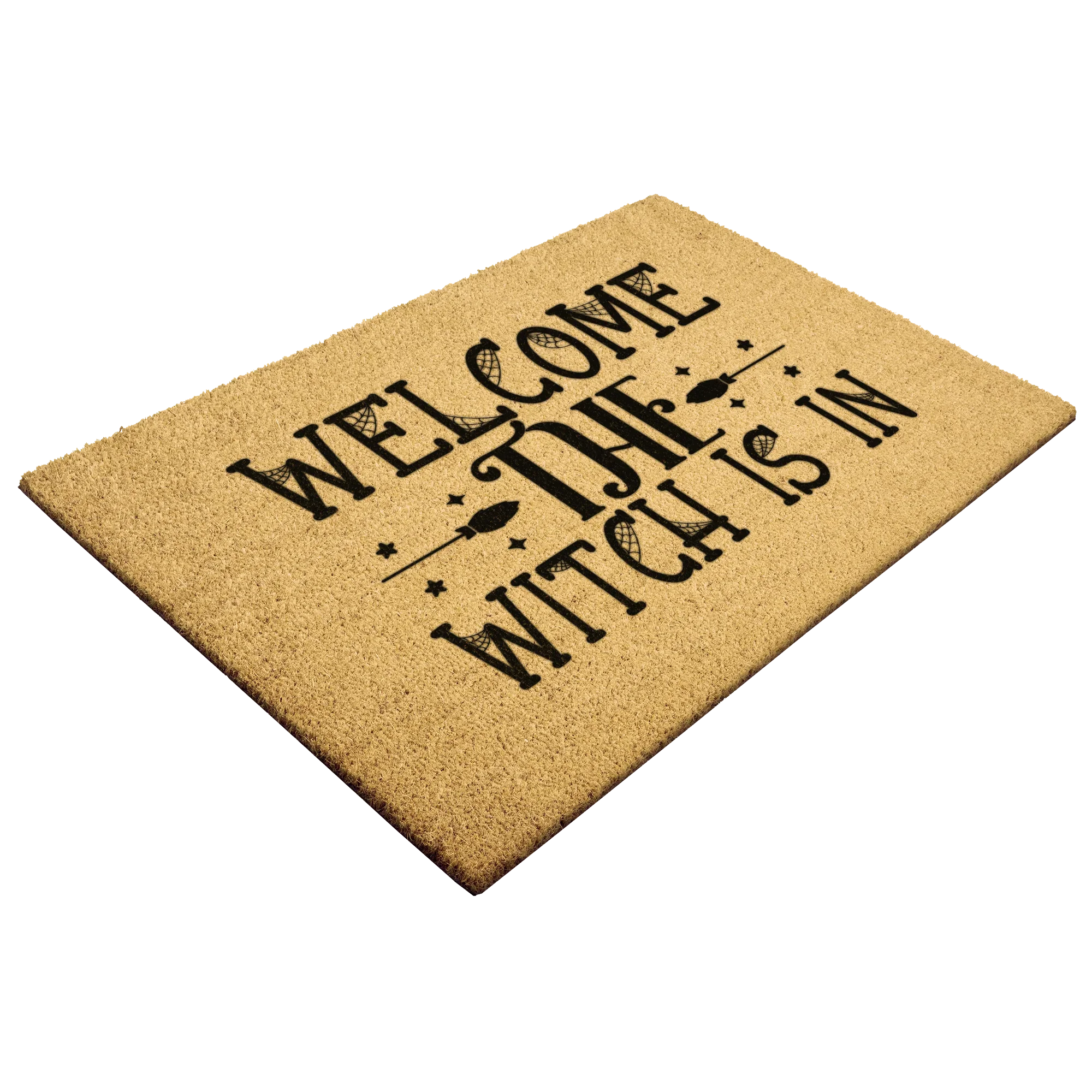 Welcome the Witch Is In - Coir Doormat – Funny Witch Halloween Welcome Mat | Spooky Fall Front Porch Decor | Rustic Farmhouse Entryway Rug