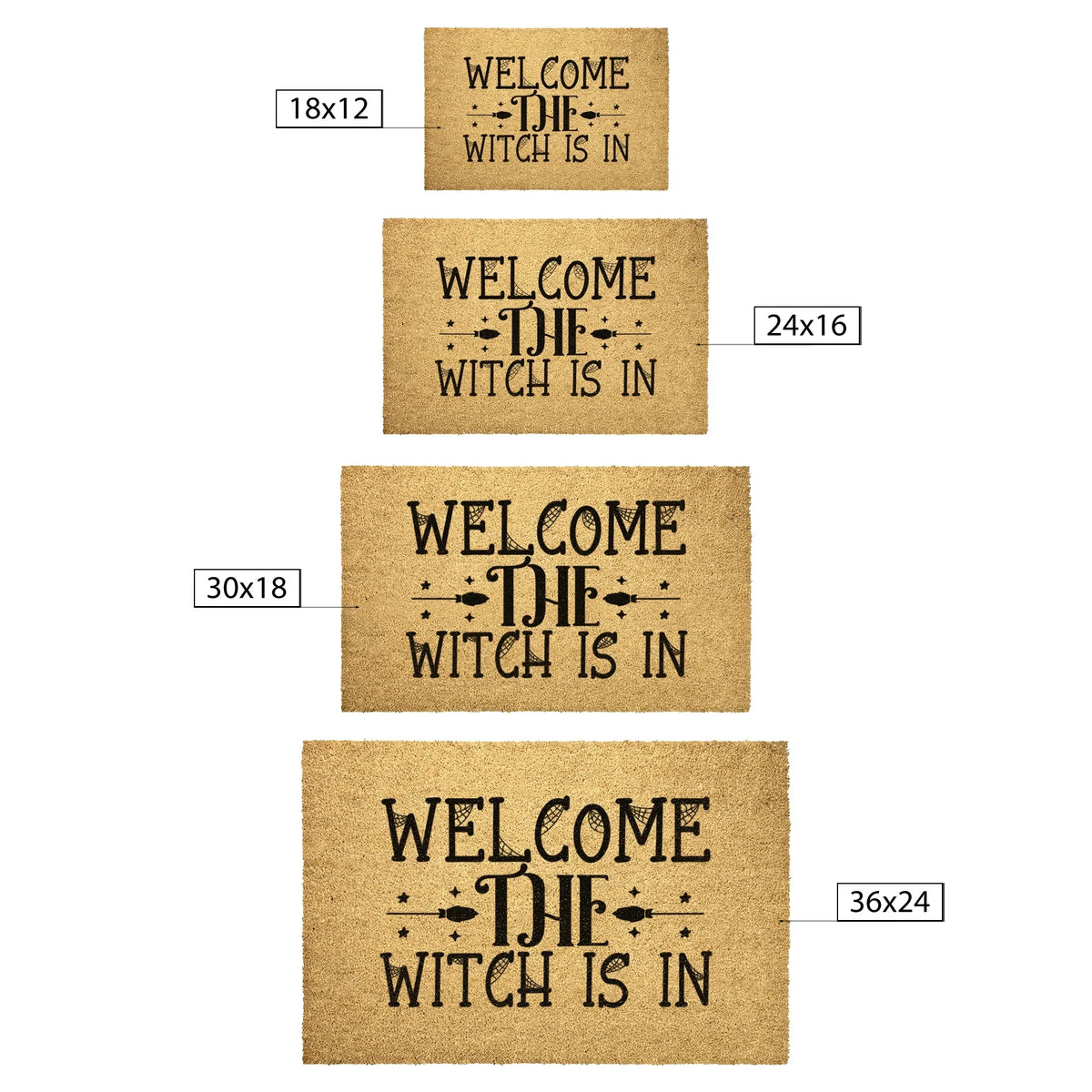 Welcome the Witch Is In - Coir Doormat – Funny Witch Halloween Welcome Mat | Spooky Fall Front Porch Decor | Rustic Farmhouse Entryway Rug