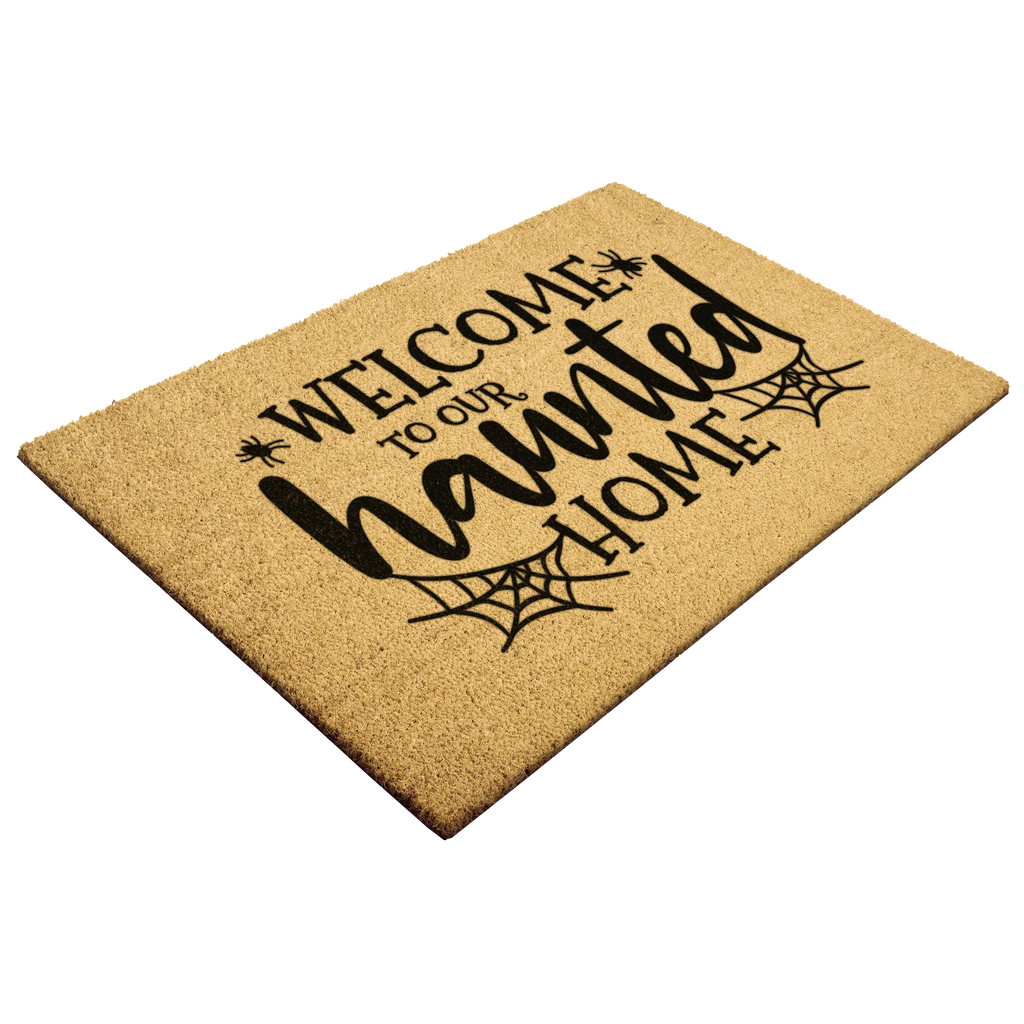 Welcome to Our Haunted Home Doormat – Spooky Halloween Coir Mat Décor