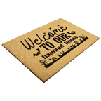 Welcome to Our Haunted House Coir Doormat – Spooky Halloween Welcome Mat | Rustic Haunted Porch Decor | Funny Fall Entryway Rug