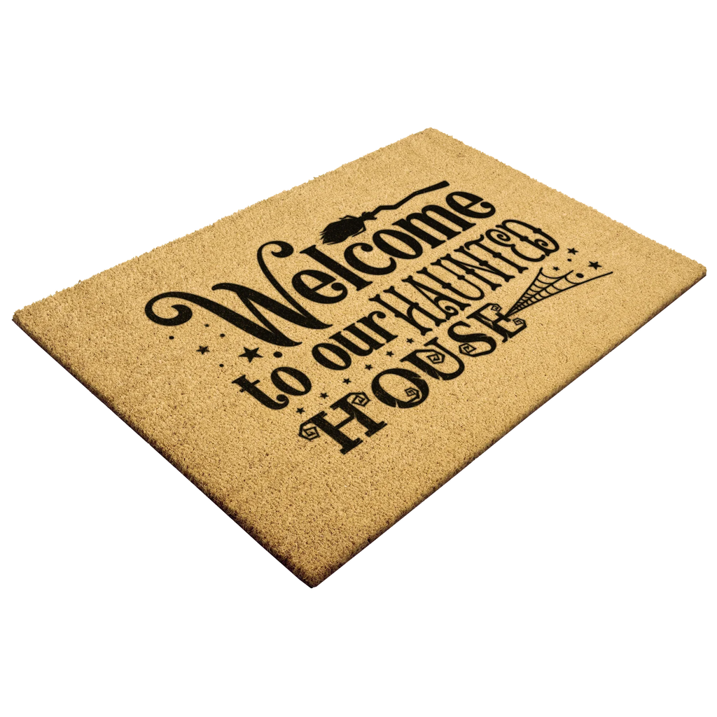 Welcome to Our Haunted House Coir Doormat – Witchy Halloween Welcome Mat | Spooky Fall Front Porch Decor | Rustic Farmhouse Entry Rug