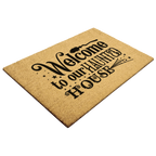 Welcome to Our Haunted House Coir Doormat – Witchy Halloween Welcome Mat | Spooky Fall Front Porch Decor | Rustic Farmhouse Entry Rug