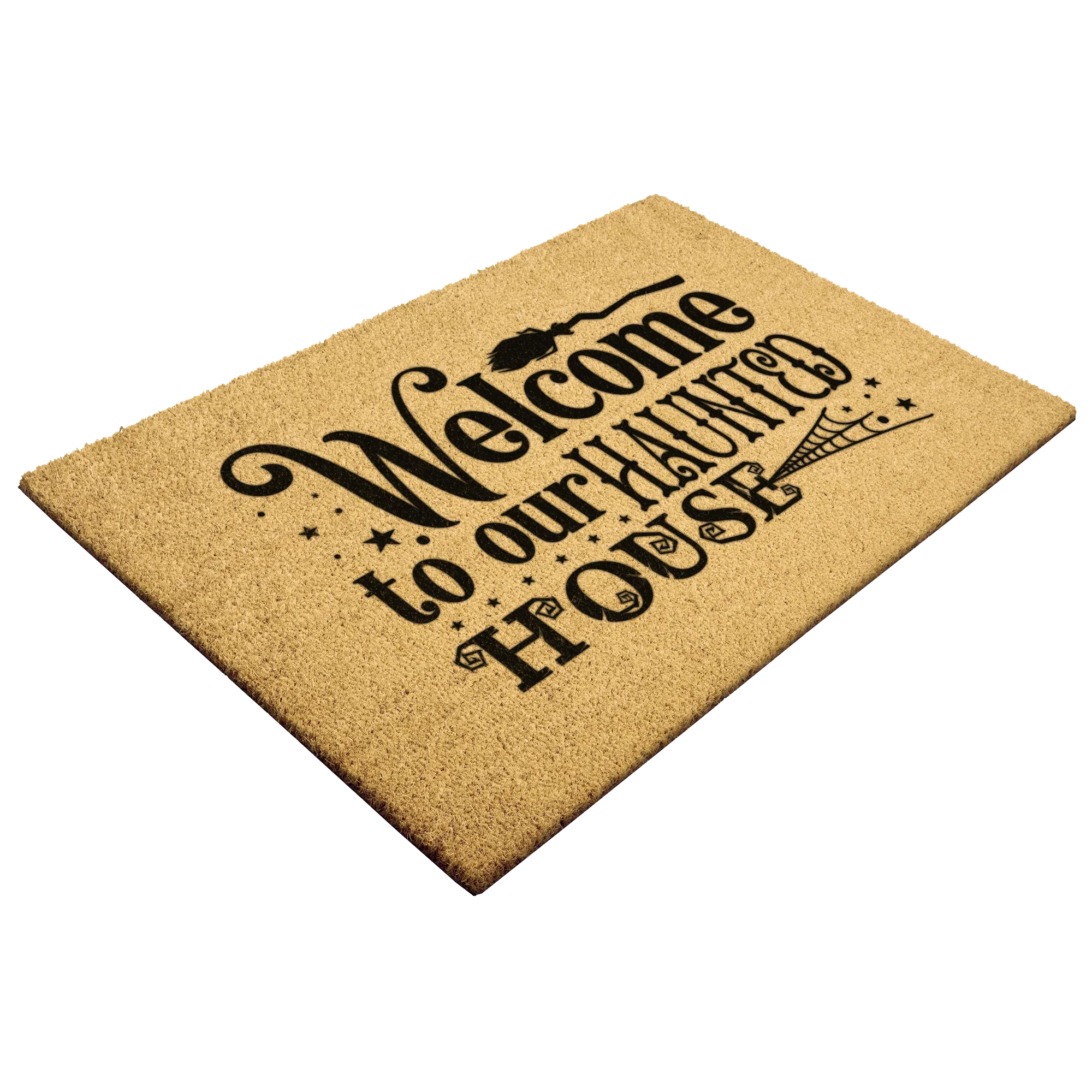 Welcome to Our Haunted House Coir Doormat – Witchy Halloween Welcome Mat | Spooky Fall Front Porch Decor | Rustic Farmhouse Entry Rug