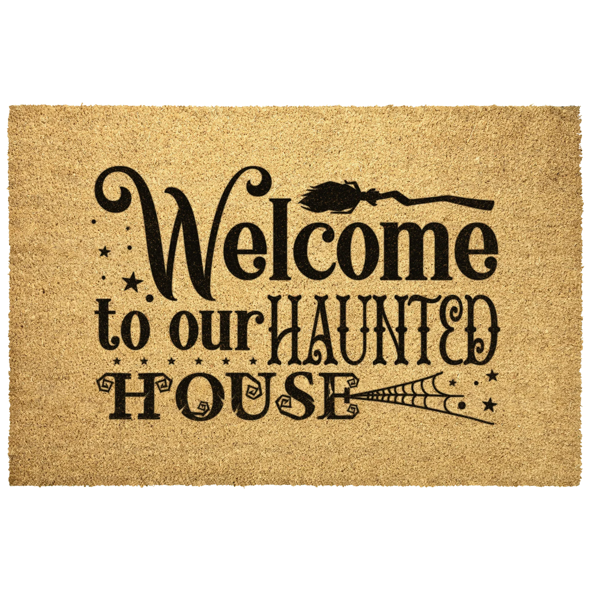 Welcome to Our Haunted House Coir Doormat – Witchy Halloween Welcome Mat | Spooky Fall Front Porch Decor | Rustic Farmhouse Entry Rug