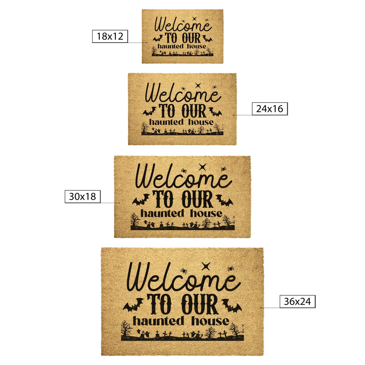 Welcome to Our Haunted House Coir Doormat – Spooky Halloween Welcome Mat | Rustic Haunted Porch Decor | Funny Fall Entryway Rug