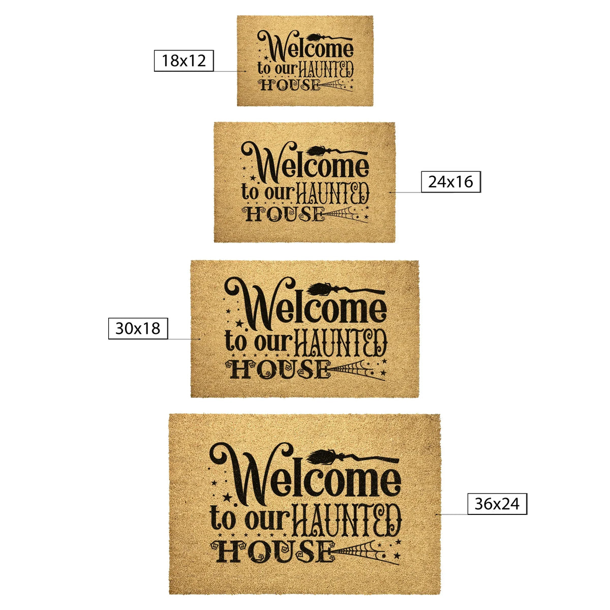Welcome to Our Haunted House Coir Doormat – Witchy Halloween Welcome Mat | Spooky Fall Front Porch Decor | Rustic Farmhouse Entry Rug