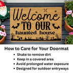 Welcome to Our Haunted House Coir Doormat – Spooky Halloween Welcome Mat | Rustic Haunted Porch Decor | Funny Fall Entryway Rug