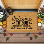 Welcome to Our Haunted House Coir Doormat – Spooky Halloween Welcome Mat | Rustic Haunted Porch Decor | Funny Fall Entryway Rug