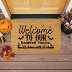 Welcome to Our Haunted House Coir Doormat – Spooky Halloween Welcome Mat | Rustic Haunted Porch Decor | Funny Fall Entryway Rug