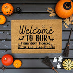 Welcome to Our Haunted House Coir Doormat – Spooky Halloween Welcome Mat | Rustic Haunted Porch Decor | Funny Fall Entryway Rug