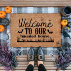 Welcome to Our Haunted House Coir Doormat – Spooky Halloween Welcome Mat | Rustic Haunted Porch Decor | Funny Fall Entryway Rug