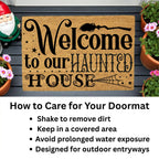 Welcome to Our Haunted House Coir Doormat – Witchy Halloween Welcome Mat | Spooky Fall Front Porch Decor | Rustic Farmhouse Entry Rug