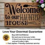 Welcome to Our Haunted House Coir Doormat – Witchy Halloween Welcome Mat | Spooky Fall Front Porch Decor | Rustic Farmhouse Entry Rug