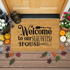 Welcome to Our Haunted House Coir Doormat – Witchy Halloween Welcome Mat | Spooky Fall Front Porch Decor | Rustic Farmhouse Entry Rug