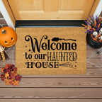 Welcome to Our Haunted House Coir Doormat – Witchy Halloween Welcome Mat | Spooky Fall Front Porch Decor | Rustic Farmhouse Entry Rug