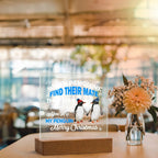 When Penguins Find their Mate They Stay Together Forever Acrylic Plaque with Lighted LED Wooden Base