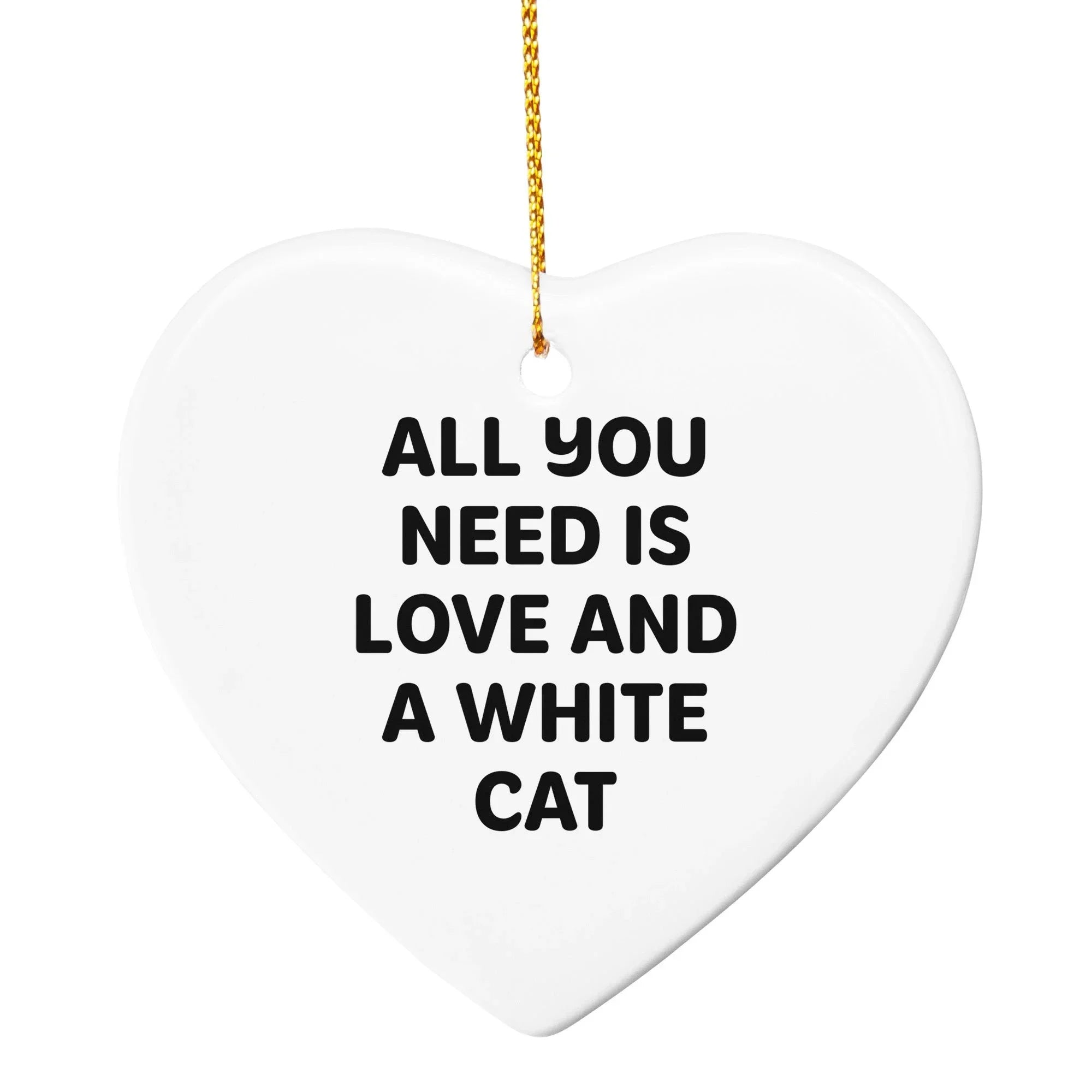 White Cat Love Gifts for Cat Lovers - Unique Christmas Unique Gifts from You to Him/Her - All You Need is Love and A White Cat Star Ornament
