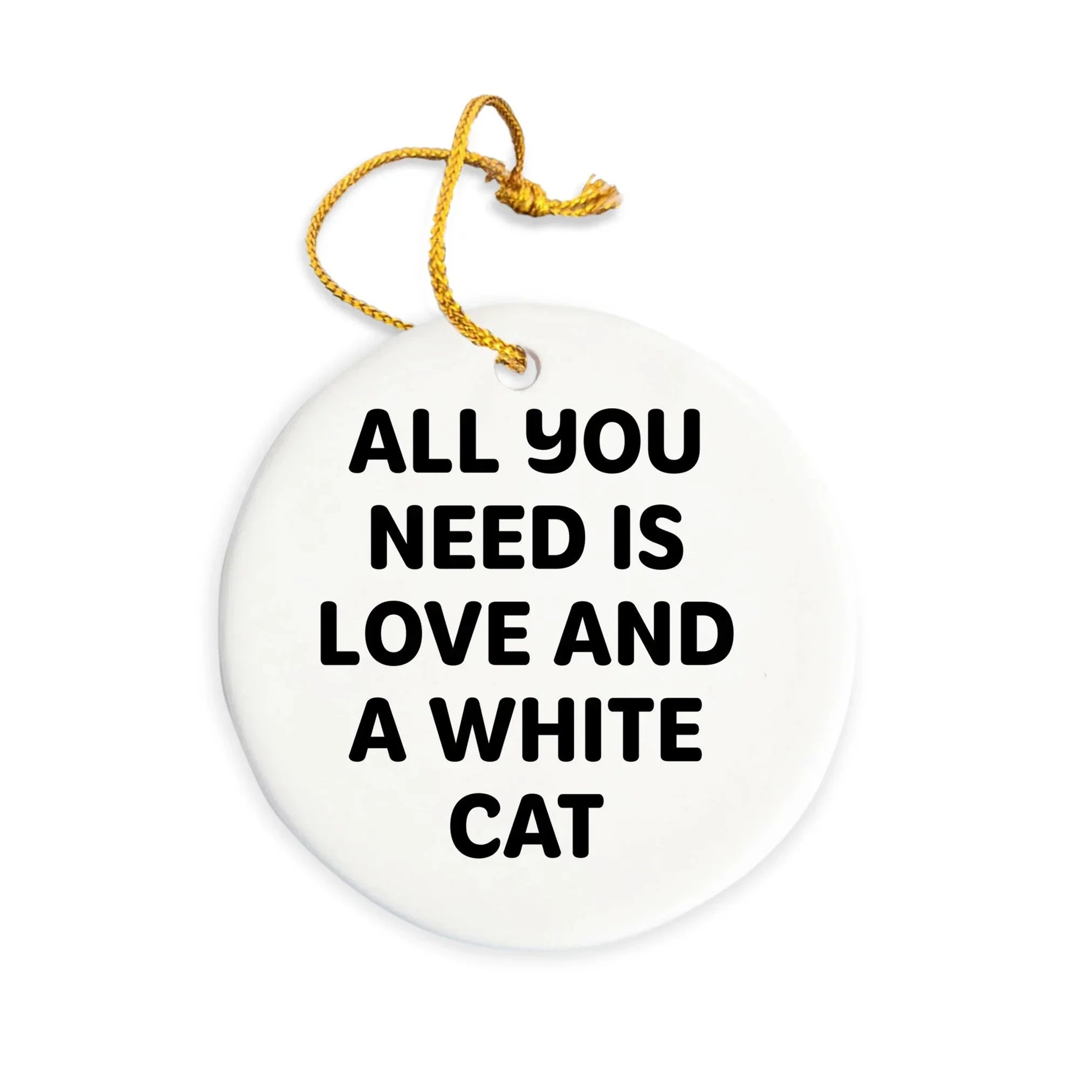 White Cat Love Gifts for Cat Lovers - Unique Christmas Unique Gifts from You to Him/Her - All You Need is Love and A White Cat Star Ornament