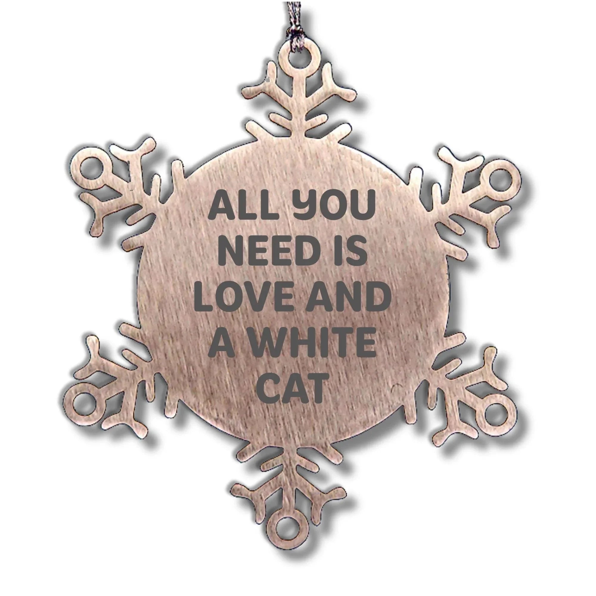 White Cat Love Gifts for Cat Lovers - Unique Christmas Unique Gifts from You to Him/Her - All You Need is Love and A White Cat Star Ornament
