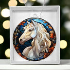 White Horse Acrylic Keepsake Ornament