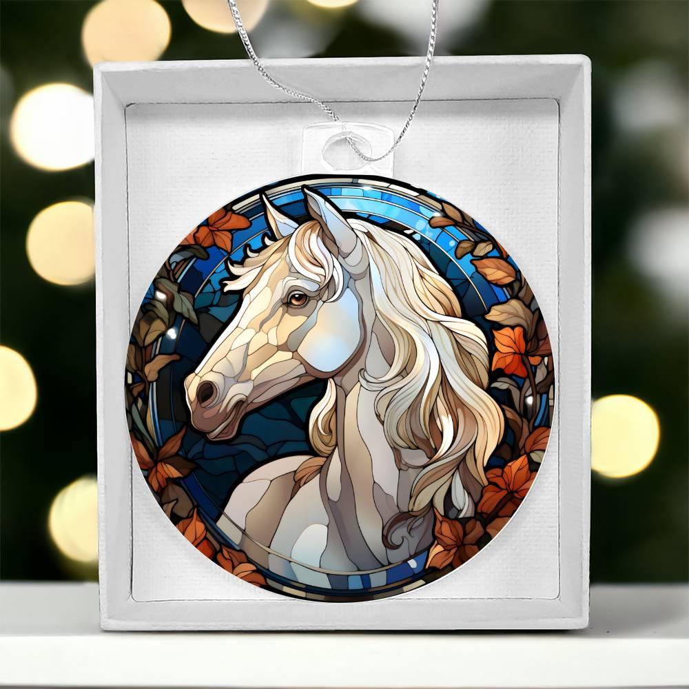 White Horse Acrylic Keepsake Ornament