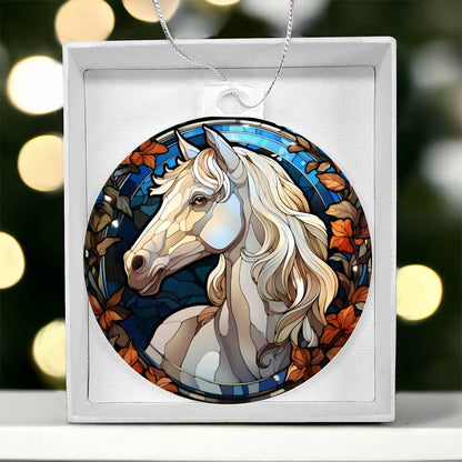White Horse Acrylic Keepsake Ornament