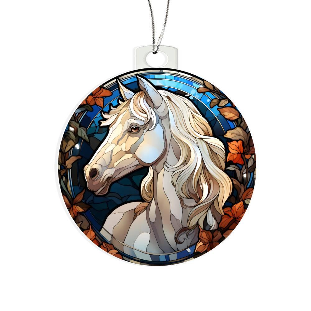 White Horse Acrylic Keepsake Ornament
