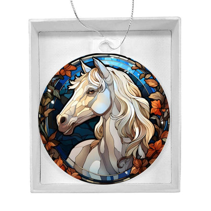 White Horse Acrylic Keepsake Ornament