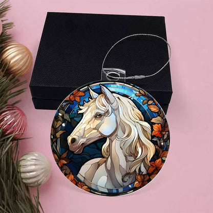 White Horse Acrylic Keepsake Ornament
