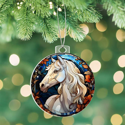 White Horse Acrylic Keepsake Ornament