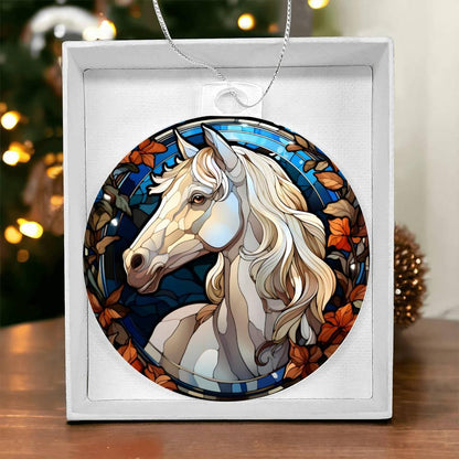 White Horse Acrylic Keepsake Ornament