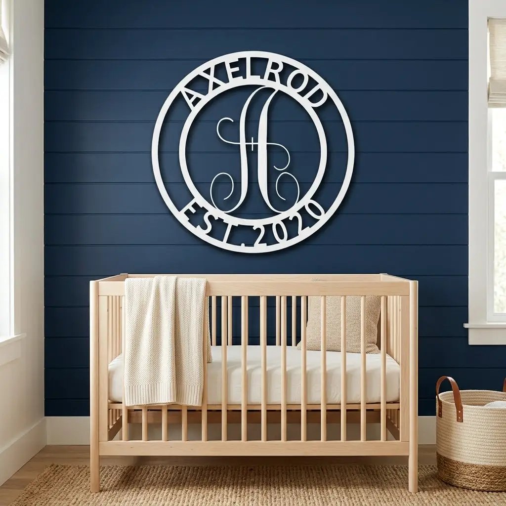 Personalized Monogram Metal Wall Art | Custom Family Name & Established Date Sign | Last Name Metal Wall Decor | Made in USA