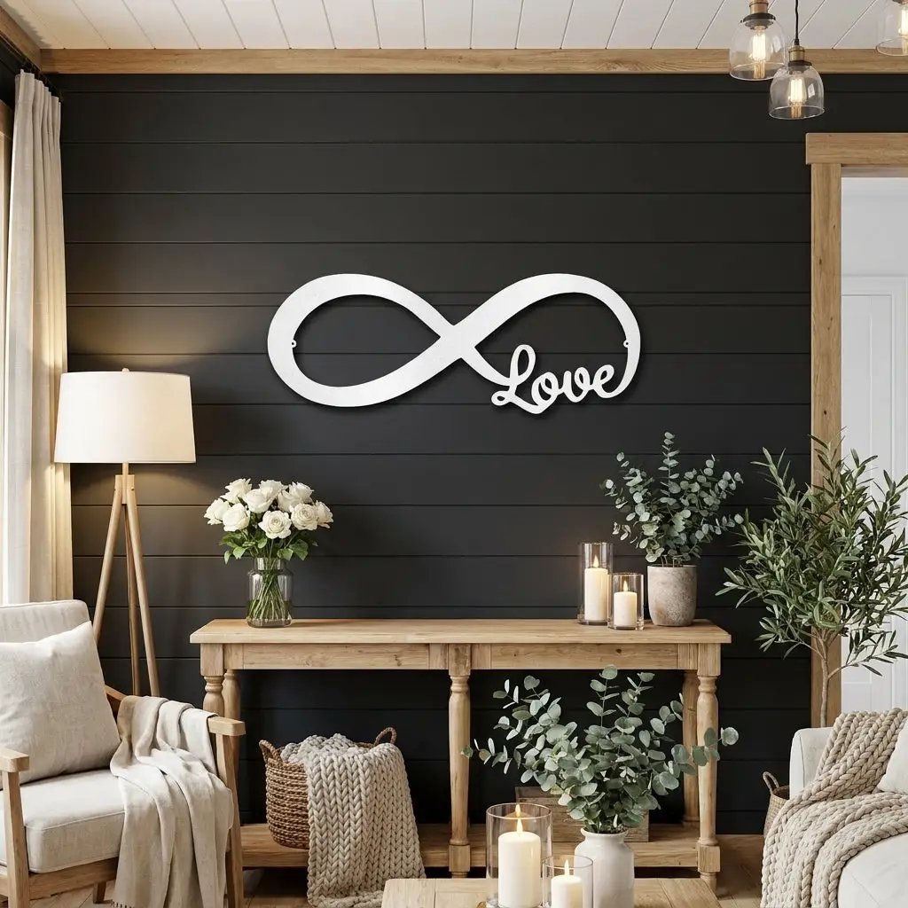 Infinity Love Metal Wall Art – Romantic Minimalist Decor – Wedding & Anniversary Gift
