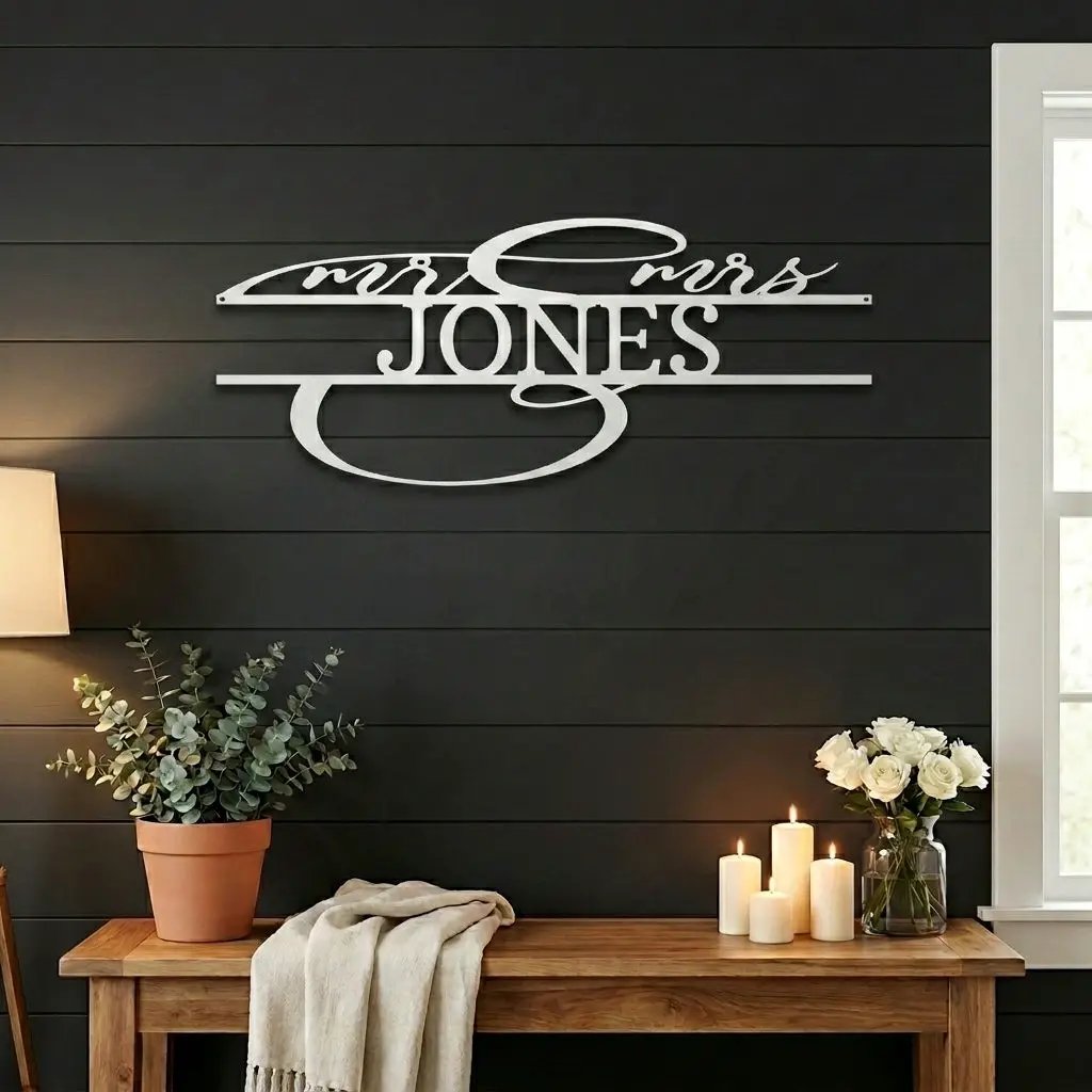 Mr And Mrs Couples Personalized Name Metal Art Wall Sign