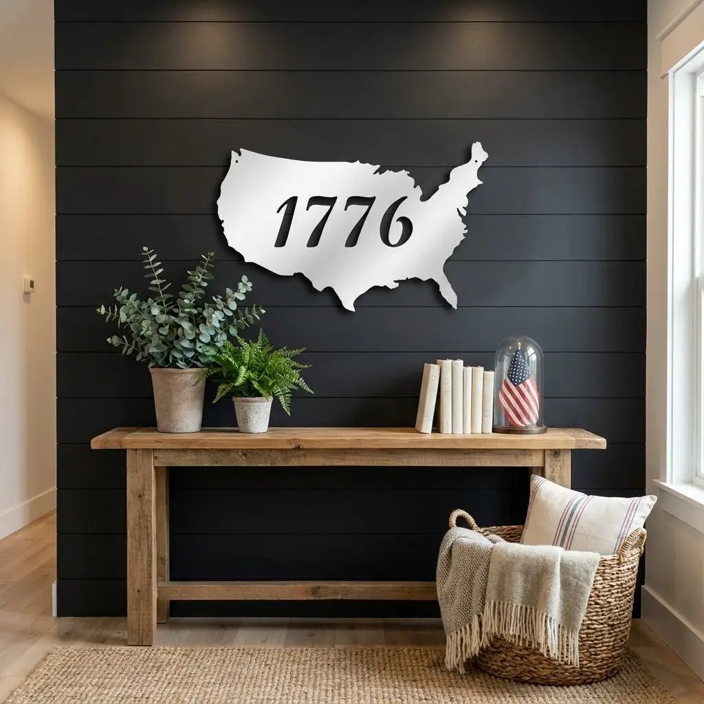 Patriotic Gift 1776 Metal Art Steel Wall Sign