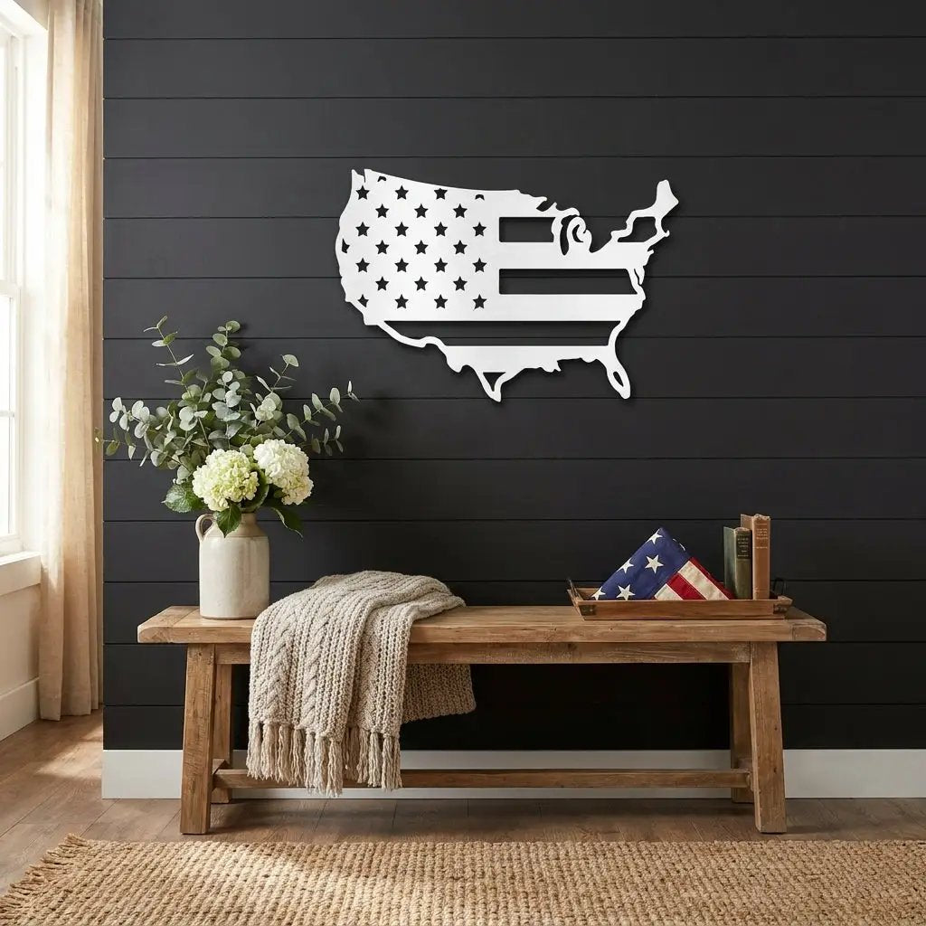USA Flag Map Metal Wall Art – A Modern Symbol of American Pride