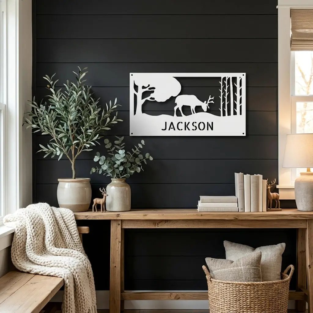 Personalized Deer Metal Sign, Hunting Wall Art, Custom Deer Name Sign, Rustic Cabin Decor