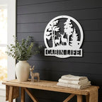 Deer in the Woods Personalized Metal Art Wall Sign: A Serene Slice of Nature for Your Home