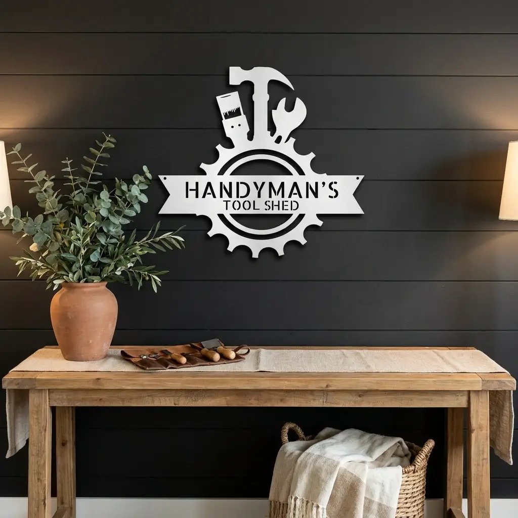 Personalized Handyman Metal Wall Art – Custom Tool Sign – Mechanic Garage Decor – Workshop Wall Art – Gift for Dad