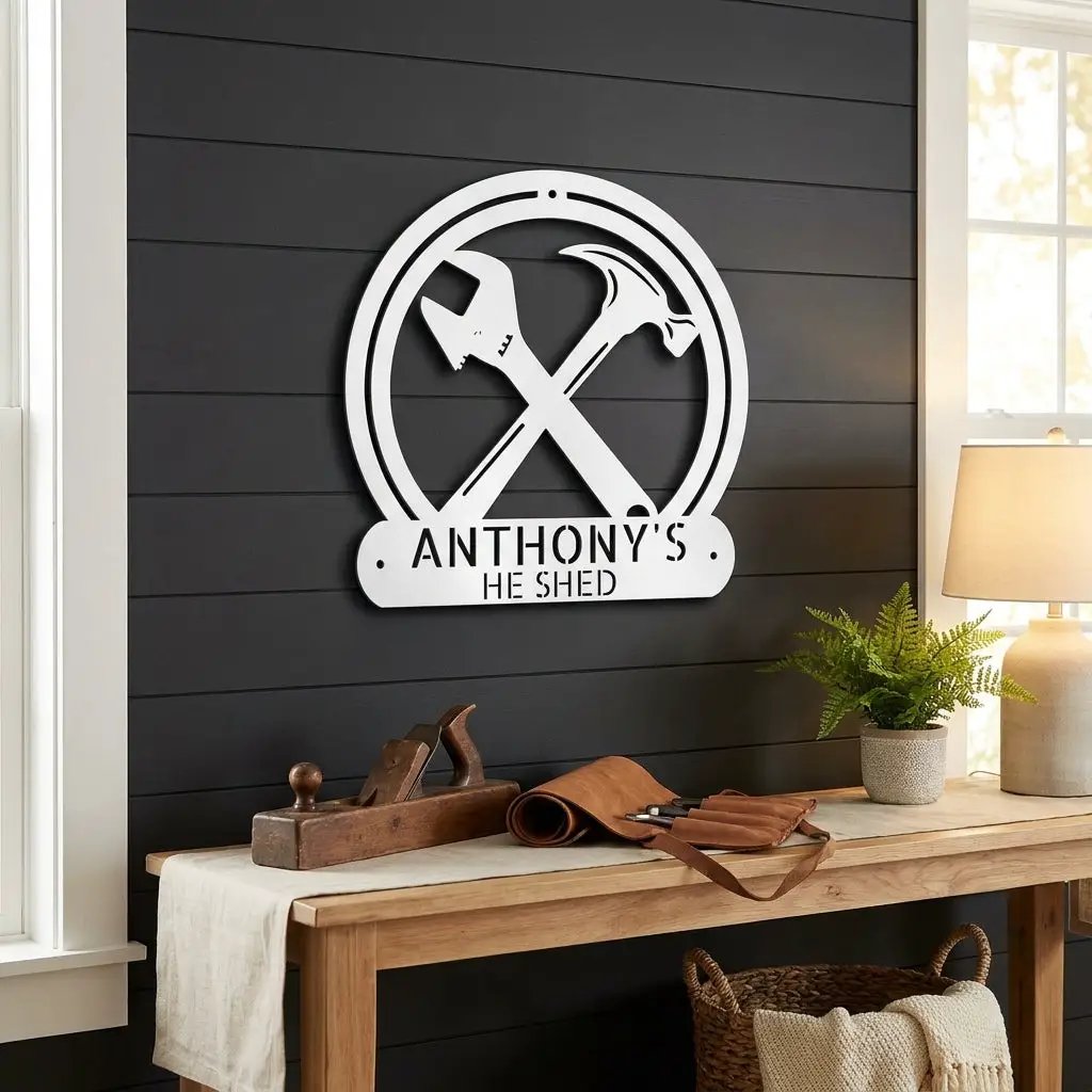 Personalized Workshop Metal Sign, Custom Garage Sign, He Shed Sign,