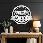 Personalized Motorcycle Metal Sign – Custom Biker Name Sign – Garage Wall Decor