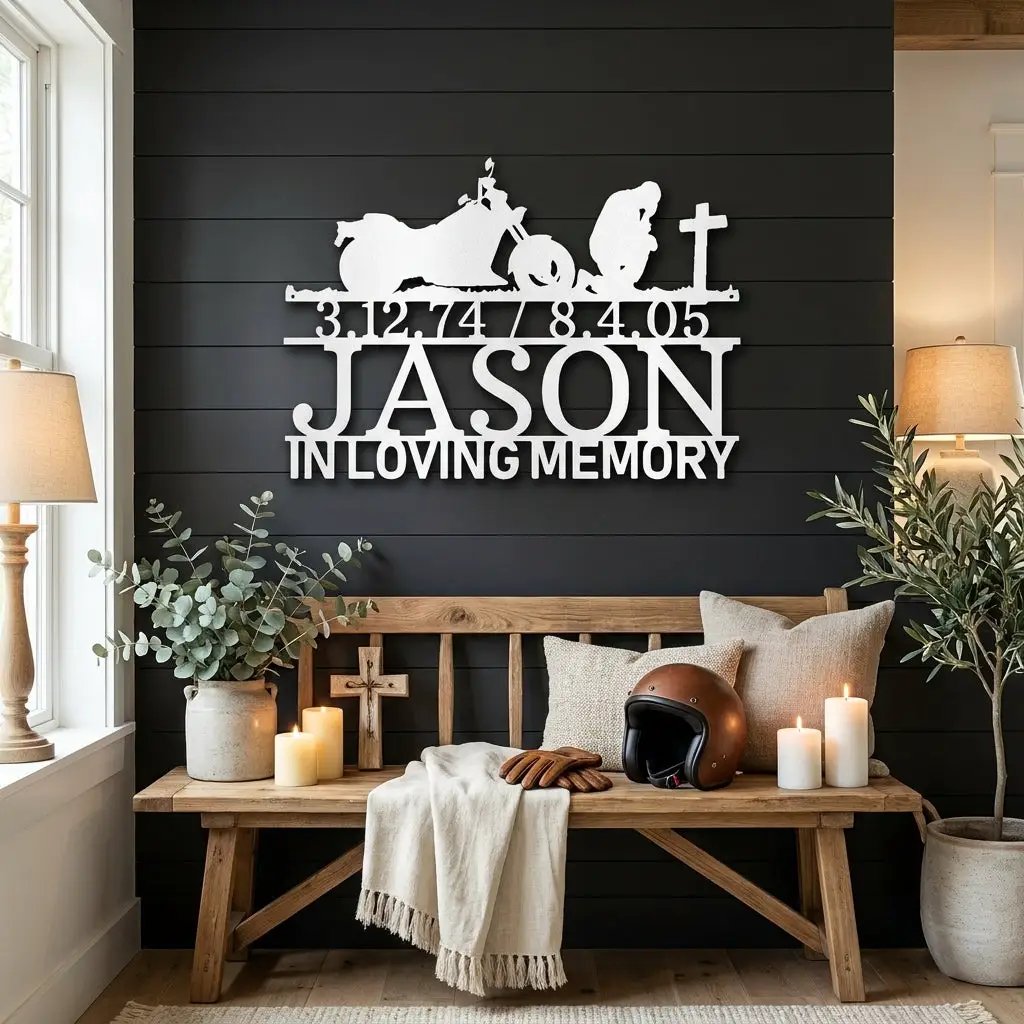Motorcycle Memorial Metal Sign, Personalized In Loving Memory Sign, Custom Biker Memorial, Motorcycle Loss Gift