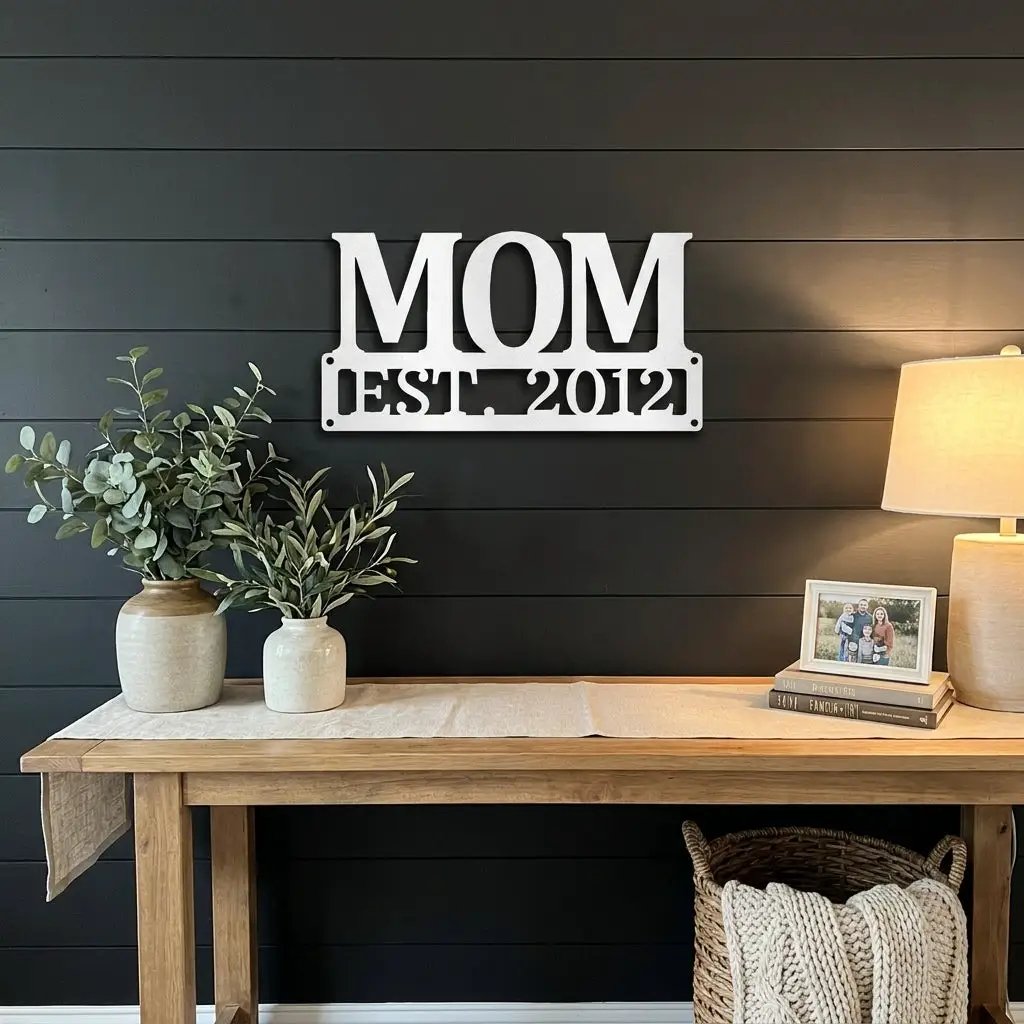 Mom Est. Year Metal Wall Art – Personalized Mom Sign – Custom Mother Established Date Sign – Mother’s Day Gift Wall Decor